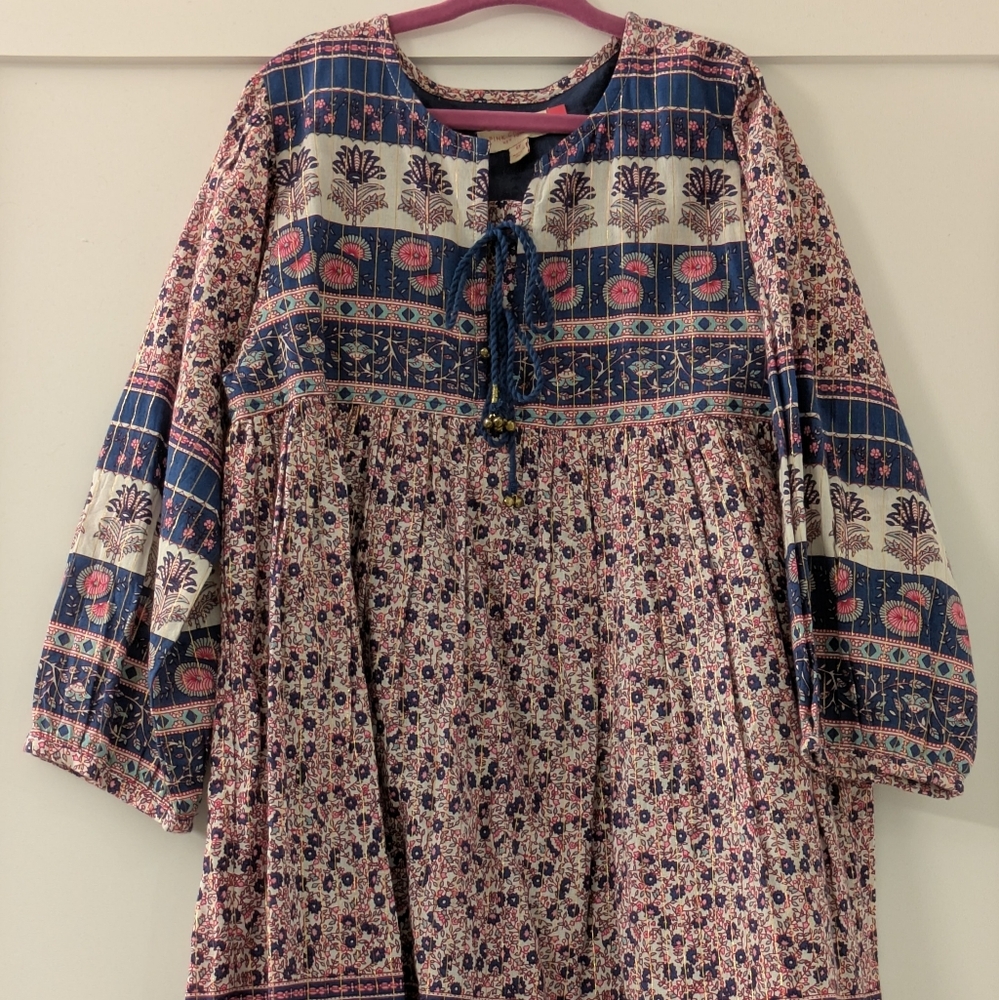 Pink Chicken Girls Floral Boho Dress in Navy, Pink, Cream